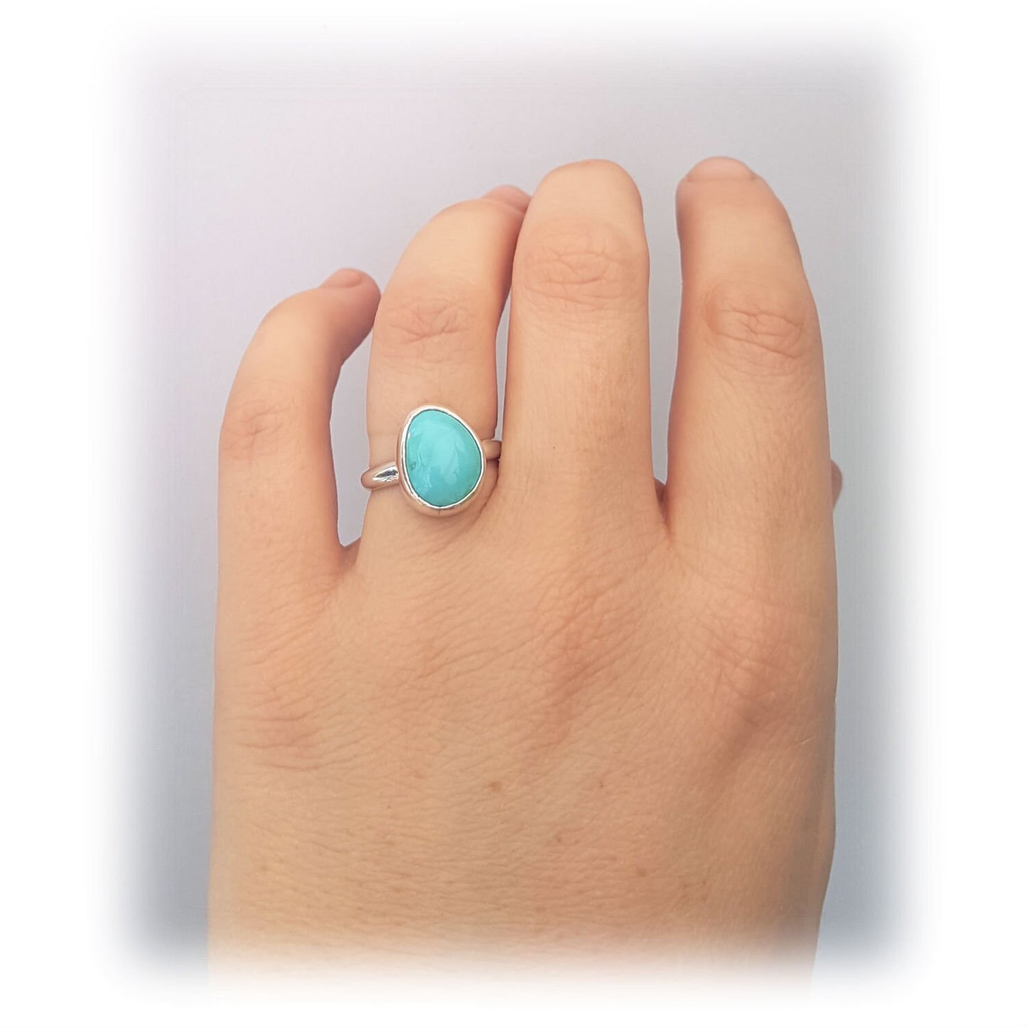 Pilot Mountain Turquoise & Sterling Silver Ring - size 7.25 or O - O 1/2