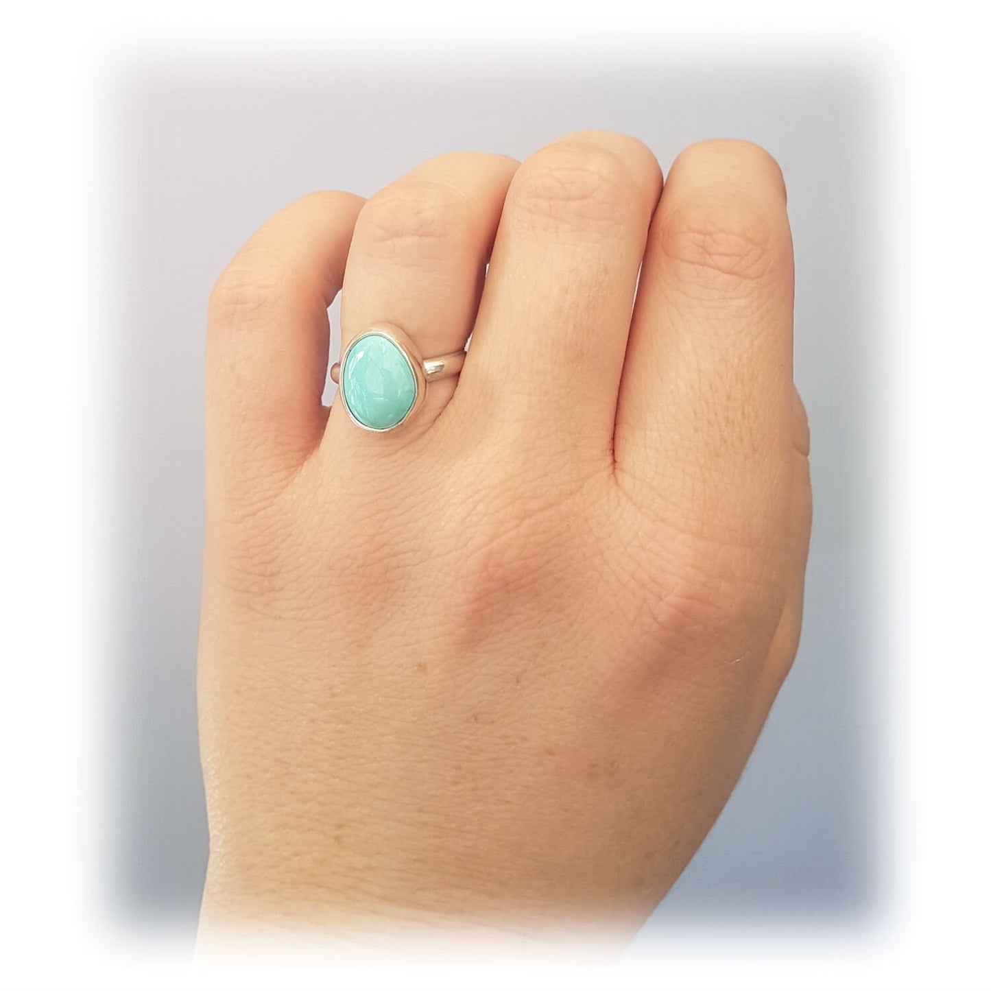 Pilot Mountain Turquoise & Sterling Silver Ring - size 7 or N 1/2