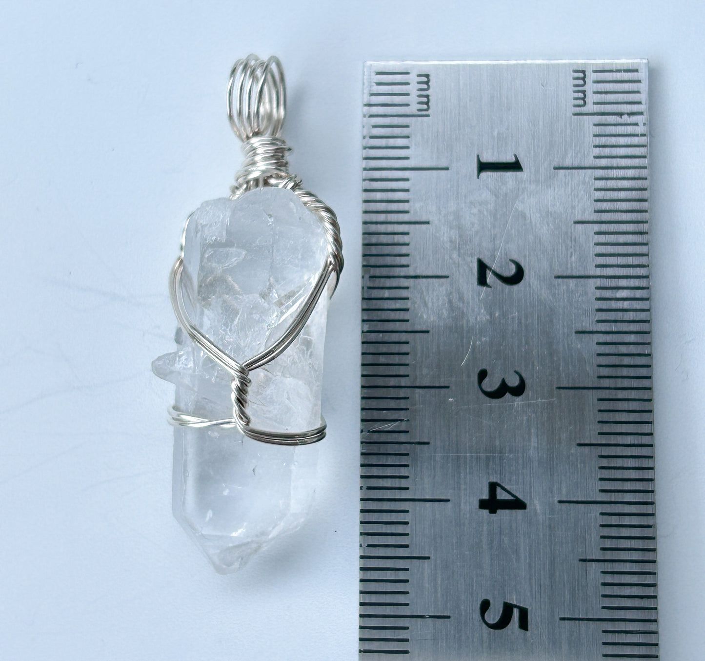 Clear Quartz & Sterling Silver Crystal Necklace - medium pendant