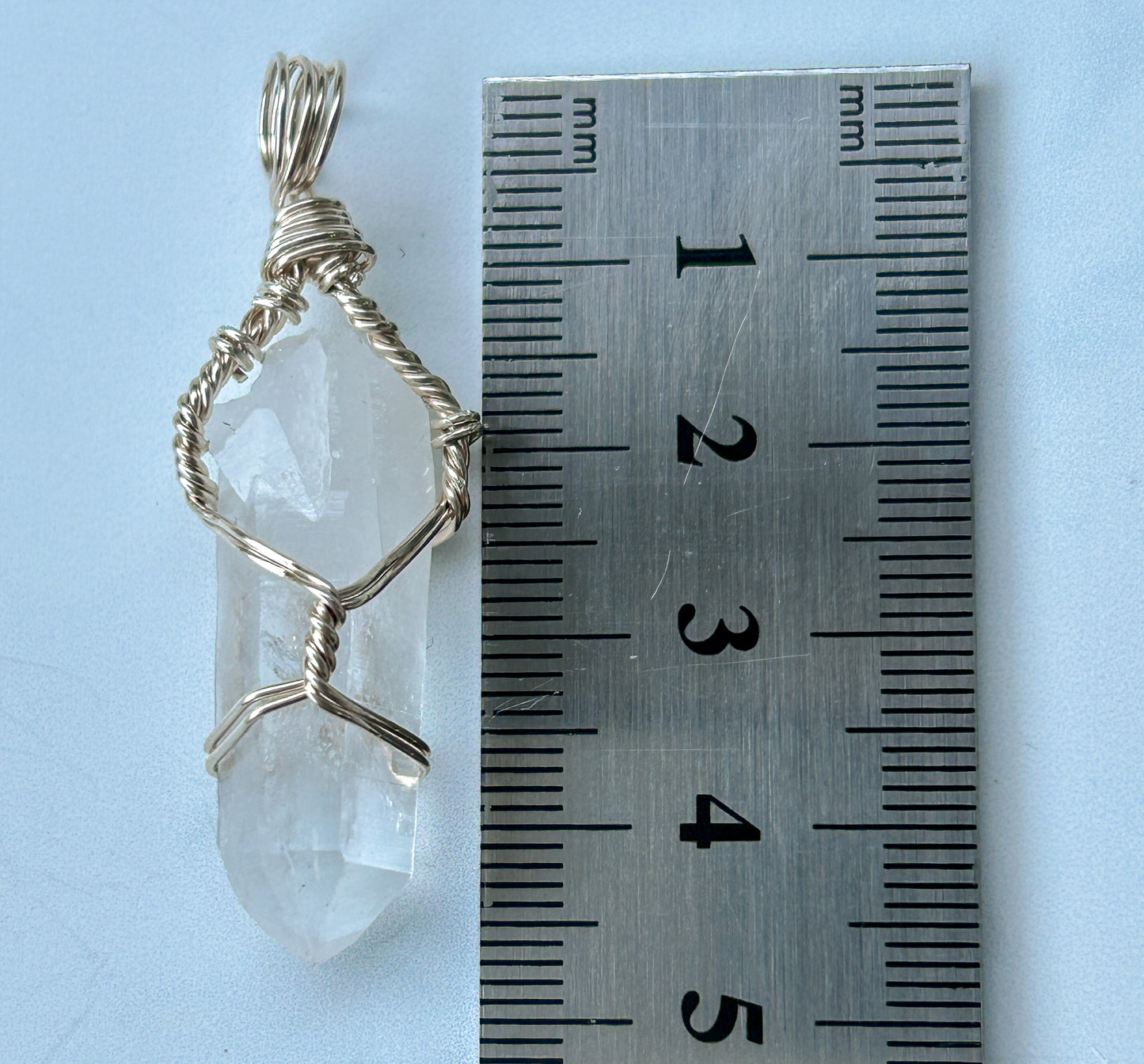 Clear Quartz & Sterling Silver Crystal Necklace - medium pendant
