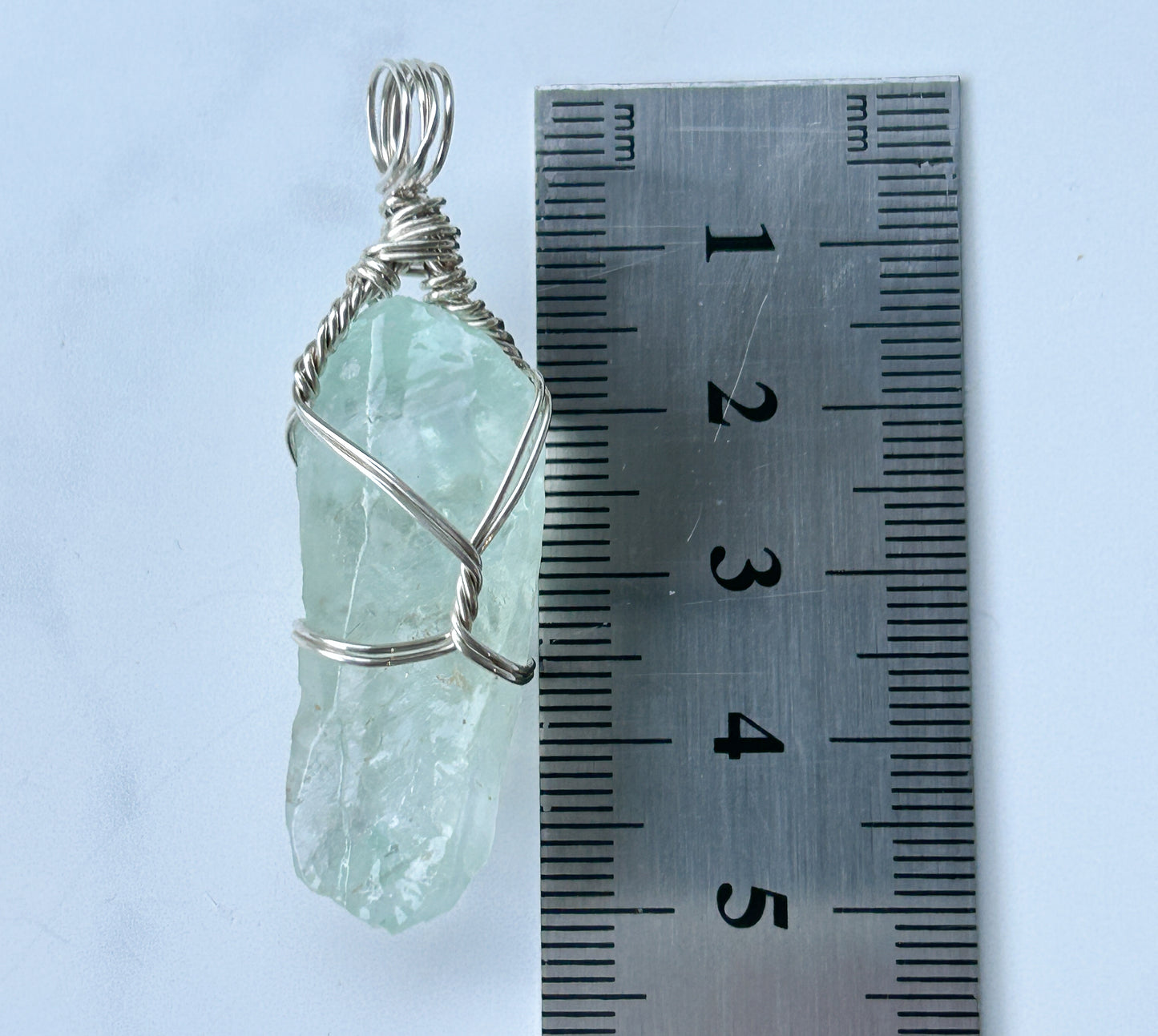 Green Calcite & Sterling Silver Crystal Necklace