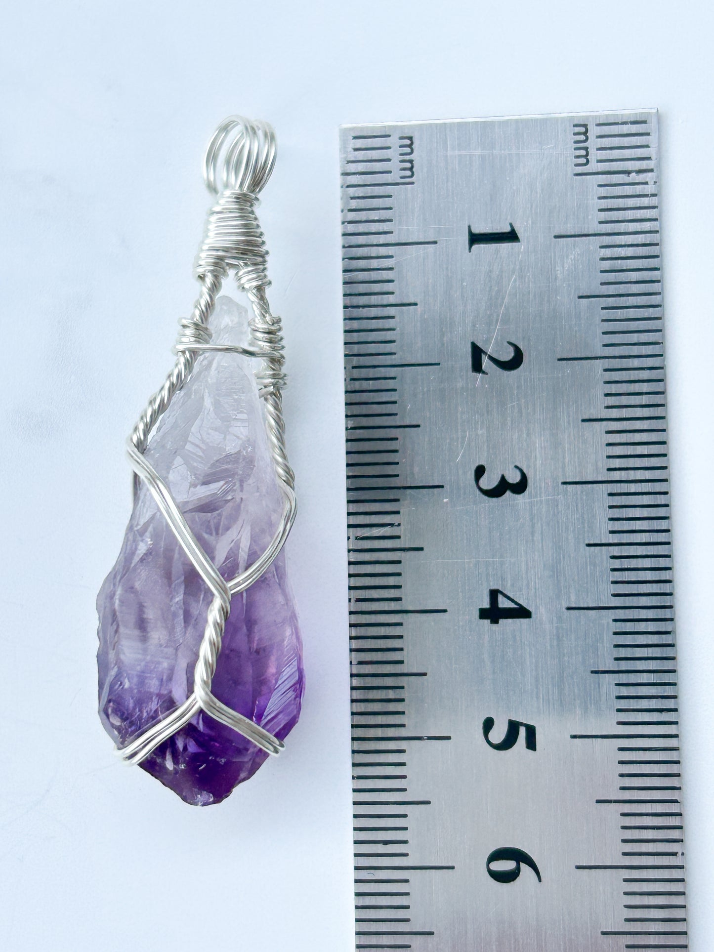 Natural Amethyst & Sterling Silver Crystal Necklace - medium pendant