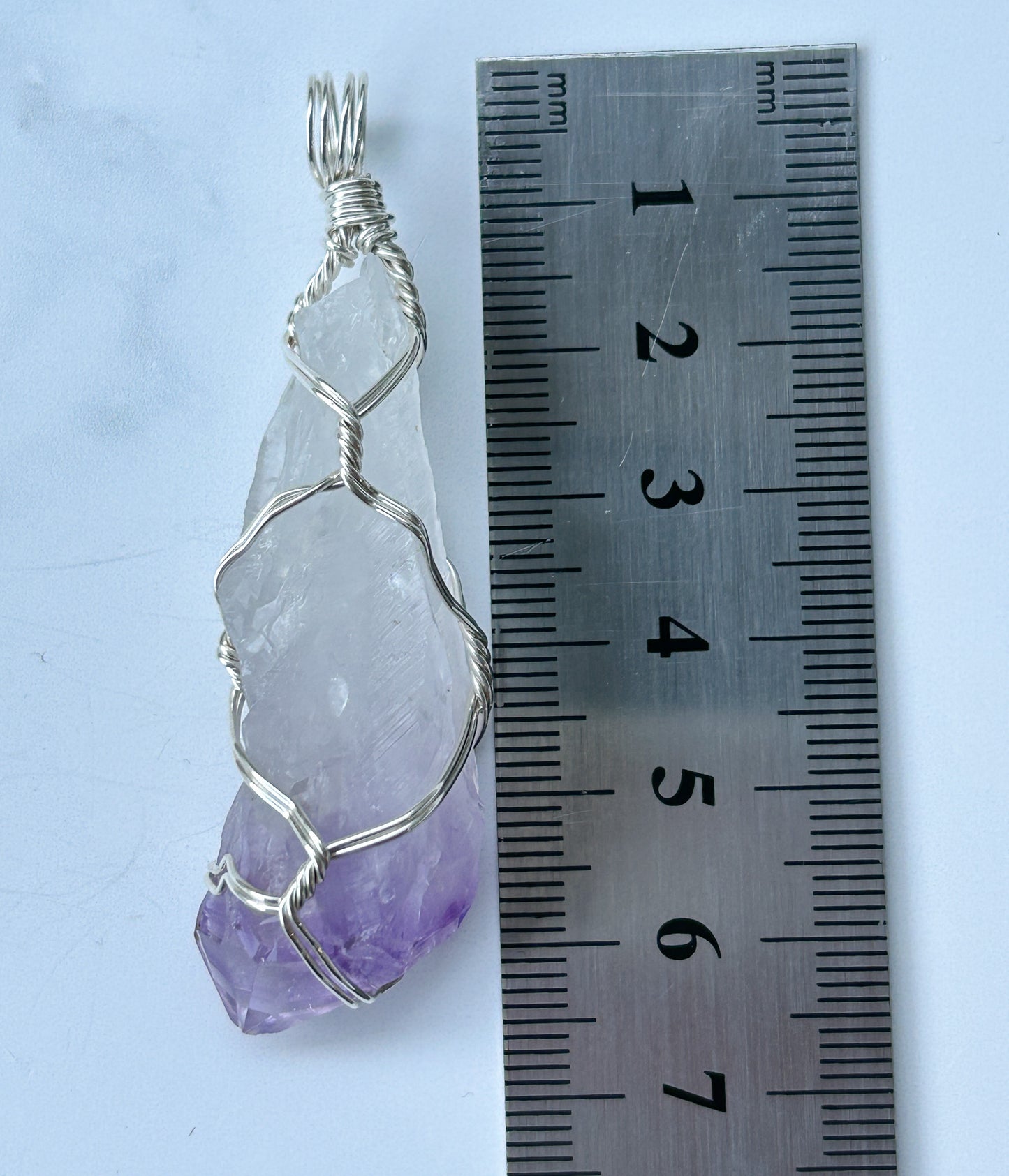 Natural Amethyst & Sterling Silver Crystal Necklace - large pendant