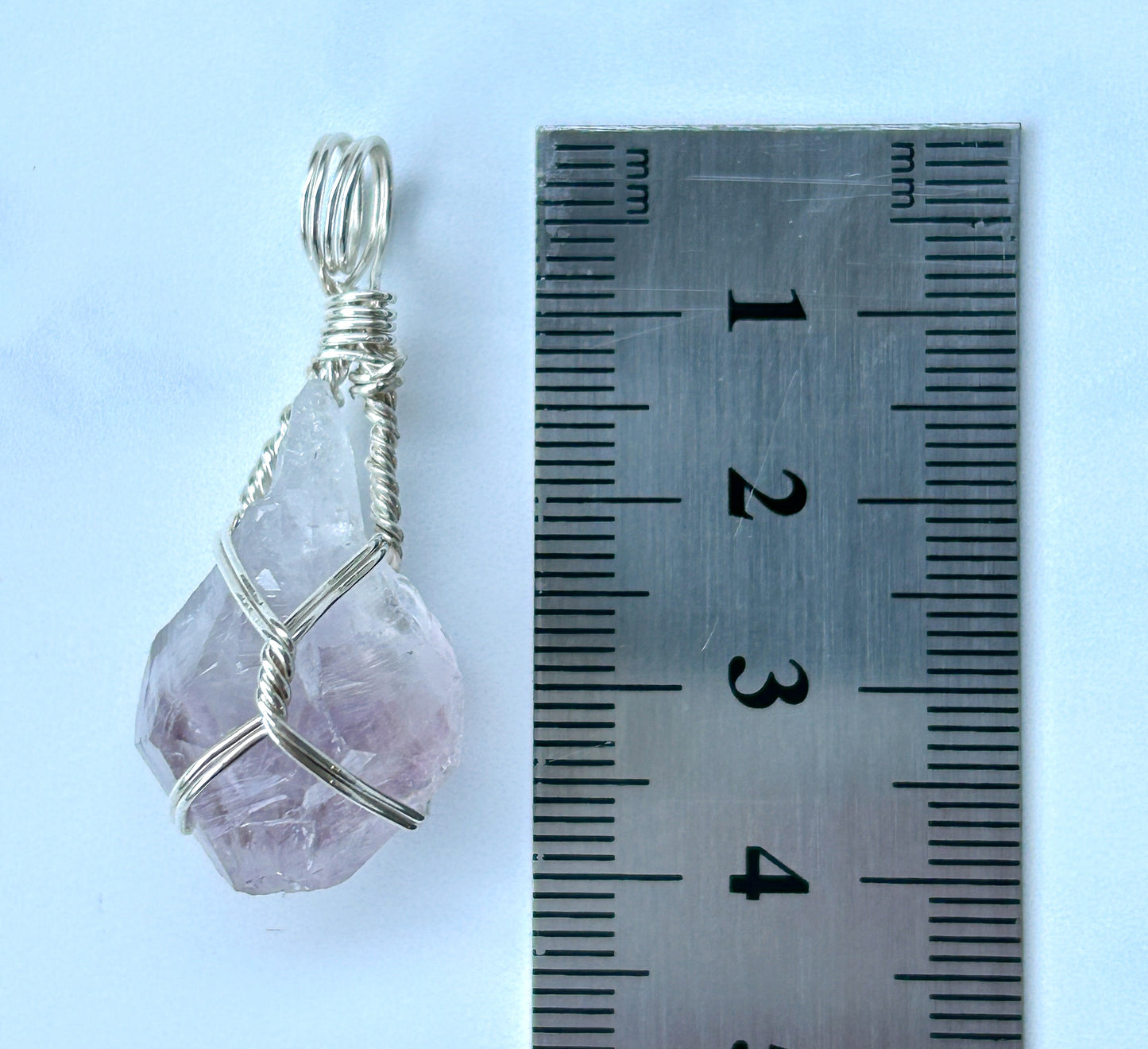 Natural Amethyst & Sterling Silver Crystal Necklace - small pendant