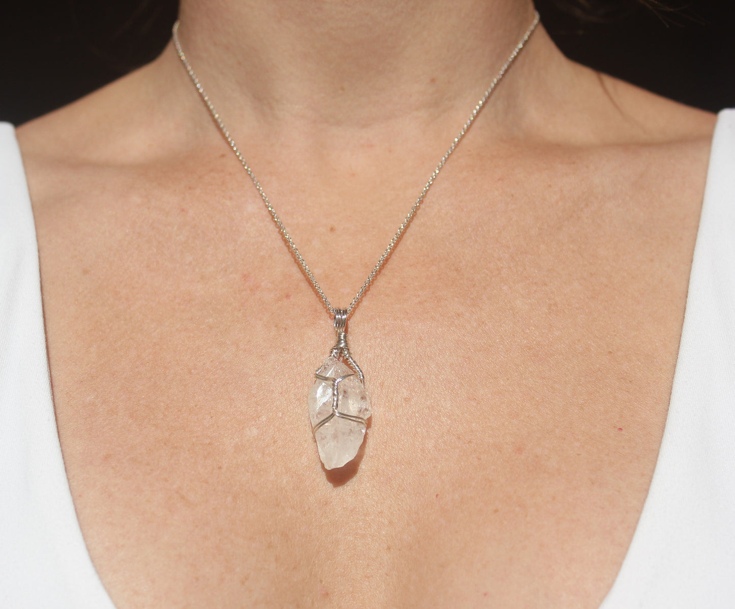 Danburite & Sterling Silver Crystal Necklace