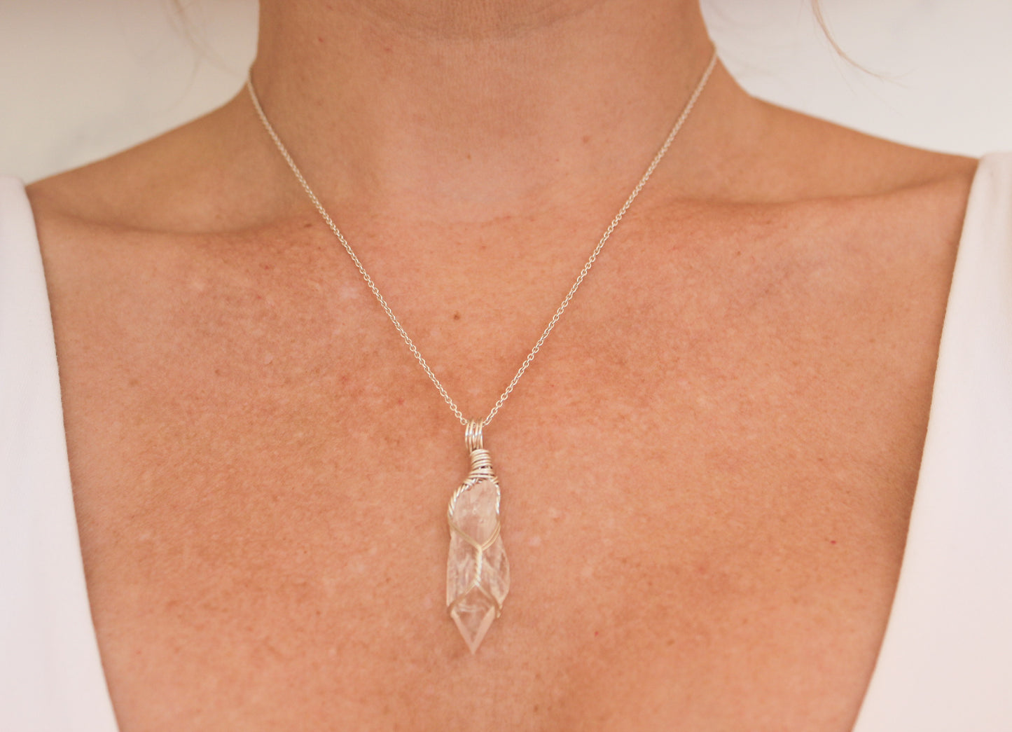 Danburite & Sterling Silver Crystal Necklace