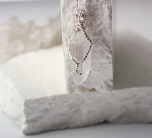 Lemurian Quartz & Sterling Silver Crystal Necklace