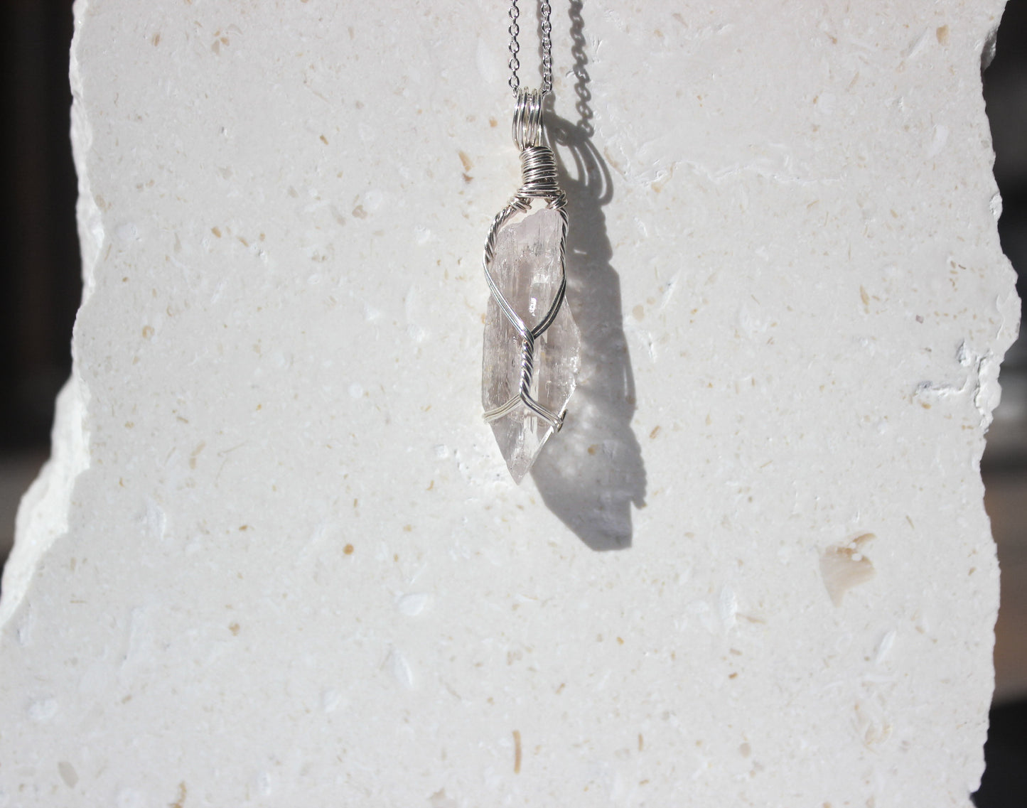 Danburite & Sterling Silver Crystal Necklace