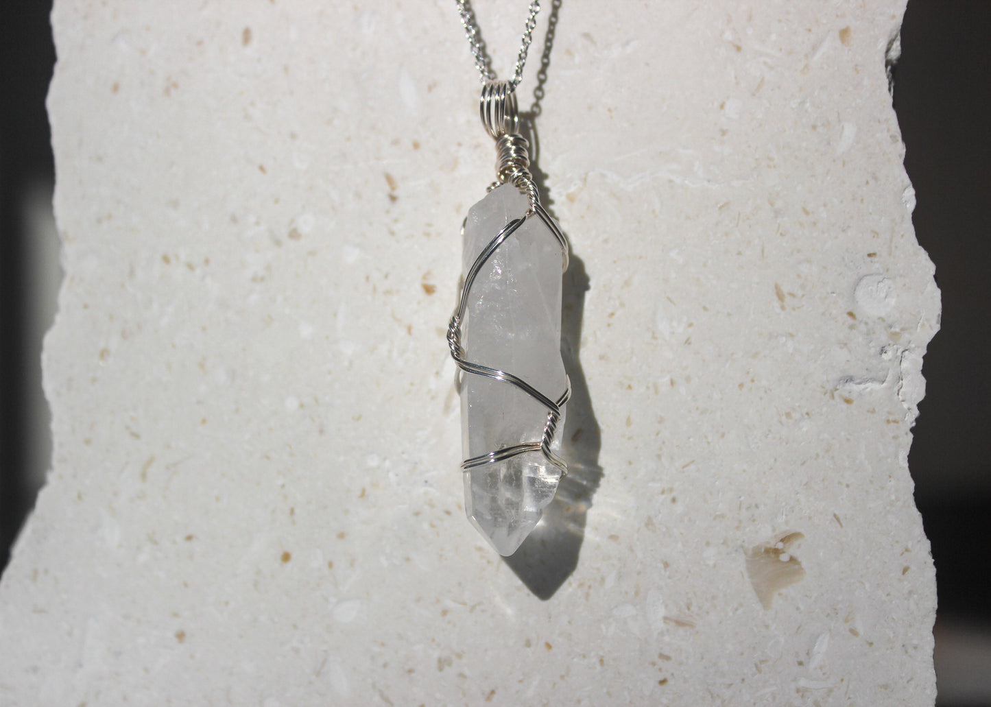 Clear Quartz & Sterling Silver Crystal Necklace - large pendant