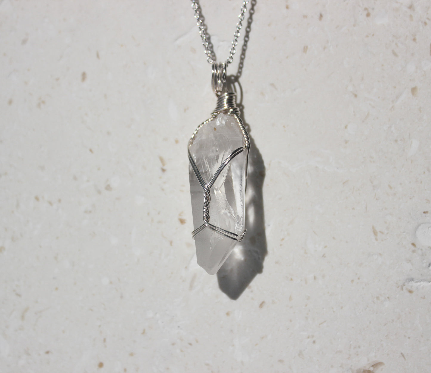 Lemurian Quartz & Sterling Silver Crystal Necklace