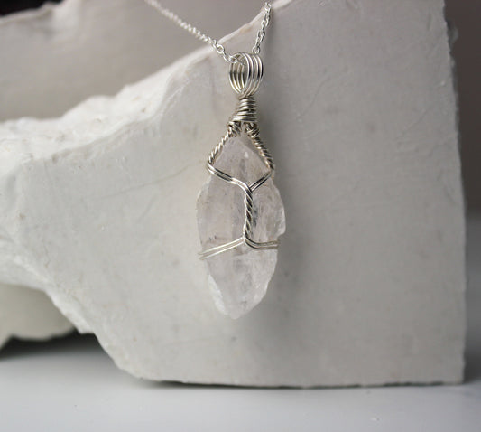 Danburite & Sterling Silver Crystal Necklace