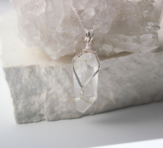 Lemurian Quartz & Sterling Silver Crystal Necklace